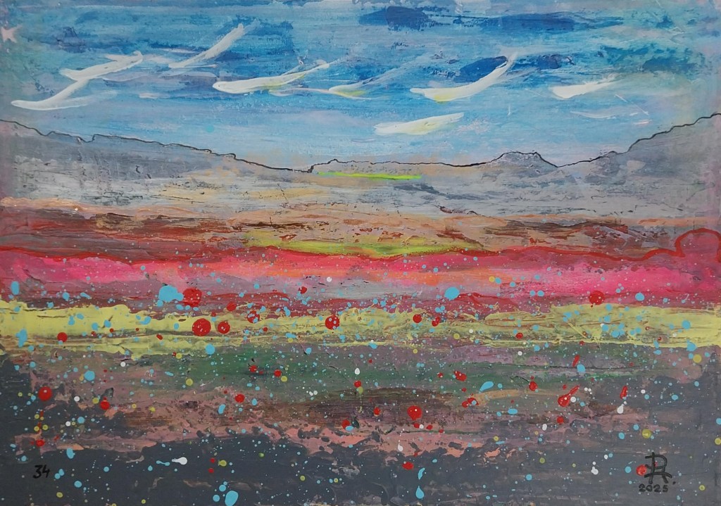 acrylic painted, scraps