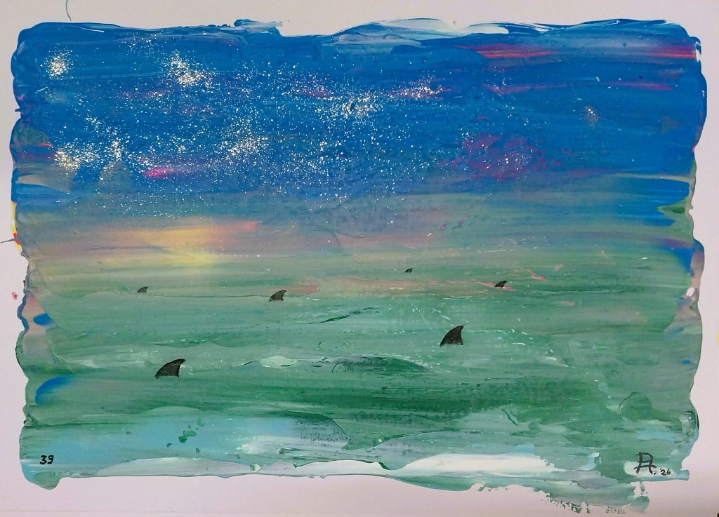 acrylic, abstract, scraps