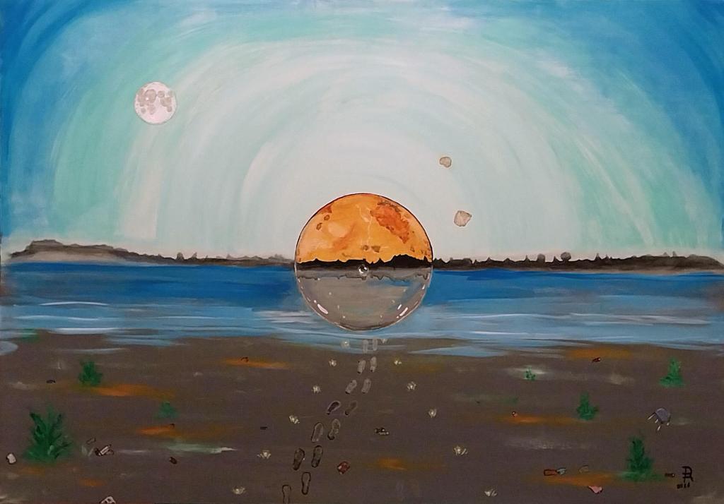 aras beach, acrylic painted, Turkey